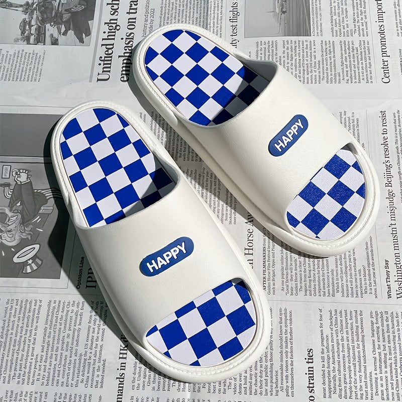 Men's Checkered Slippers Quick Dry Soft Insole Sandals