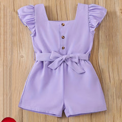 Girls Ruffle Cap Sleeve Jumpsuit Summer Rompers