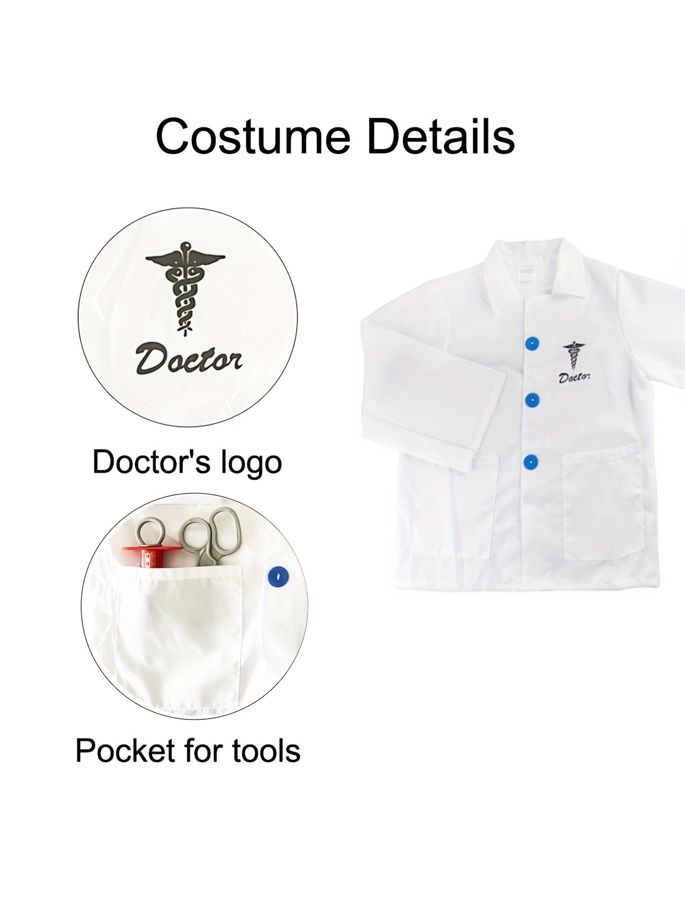 Kids Doctor Costume Surgeon Dress Up Toddler Boy Girl Halloween Costume