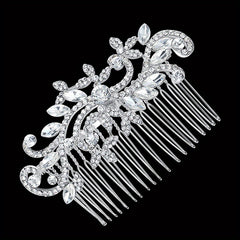 Silvery Rhinestone Hair Comb Crystal Insert Comb Bridal Head Jewelry Decoration