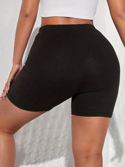 Leopard Heart Print Biker Shorts Casual Leggings