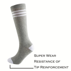 3 Pairs Kids Cotton Knee High Tube Socks Triple Stripes Athletic Socks Boys