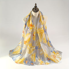Flower Print Voile Scarf Hijab Boho Shawl Casual Head Wrap Turban