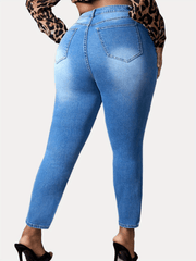High Rise Skinny Jeans with Ripped Detail
