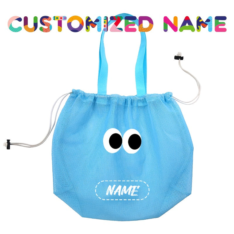 Custom Name Logo Beach Mesh Bag Large Capacity Drawstring Backpack Tote
