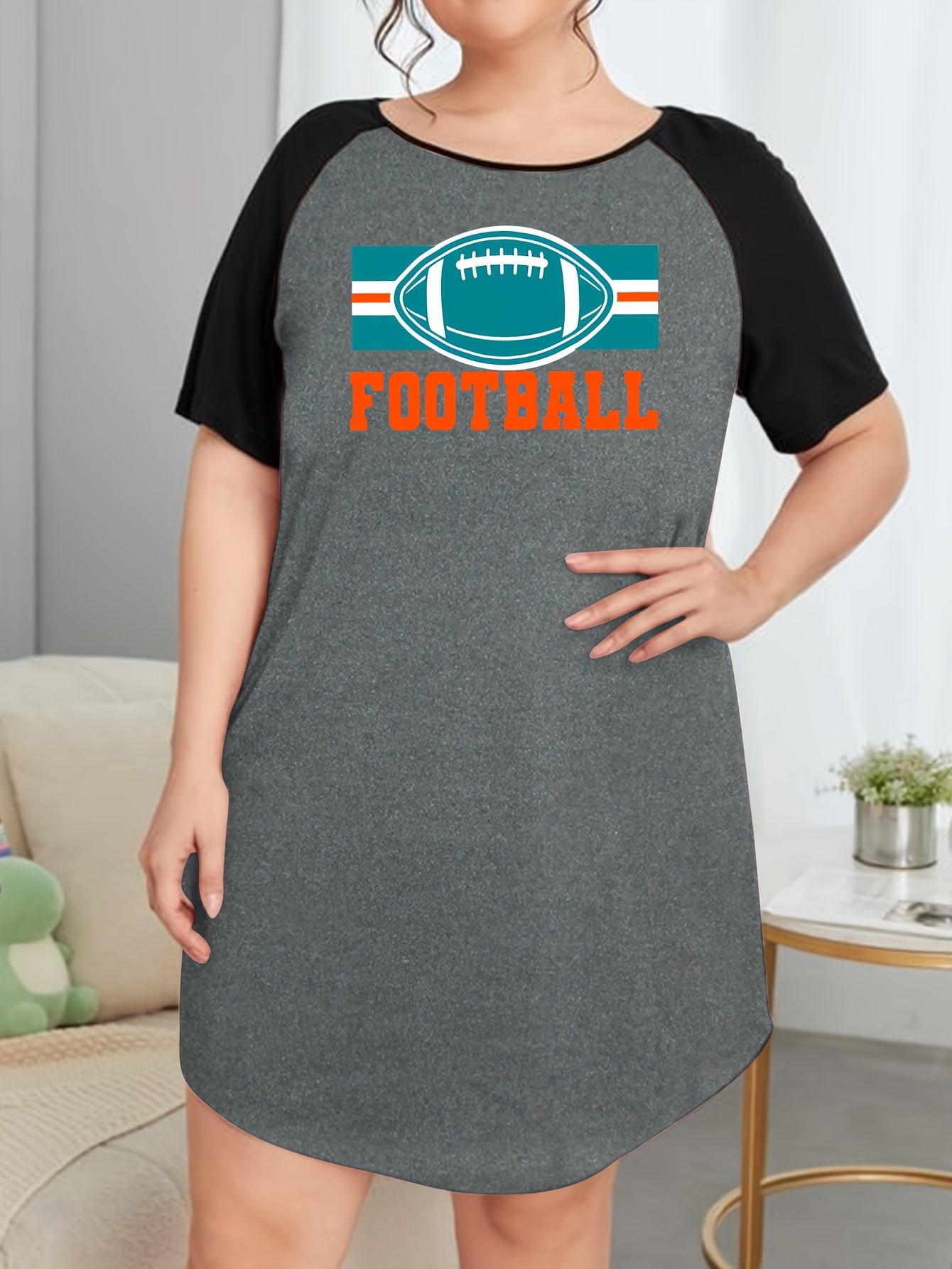 Casual Nightdress Women's Plus Raglan Sleeve Tee