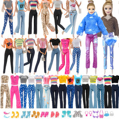 12pcs Doll Clothing Set for 11.5 In Dolls - Tops, Pants, Accessories - Fun