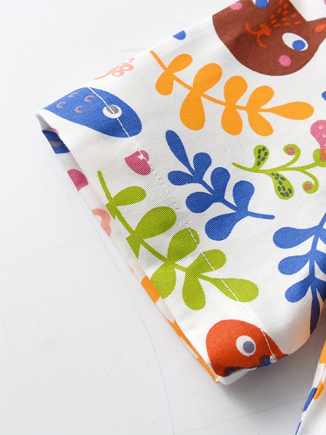Boys Cartoon Leaf Cat Fish Shirt Kids Summer Clothes