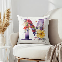 Floral M Letter Pillow Cover for Various Occasions