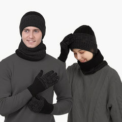 Winter Knitted Hat Scarf Gloves Set Outdoor Warm Coldproof Windproof