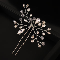 Crystal Bride Wedding Hair Pins Rhinestone Flower Hair Piece