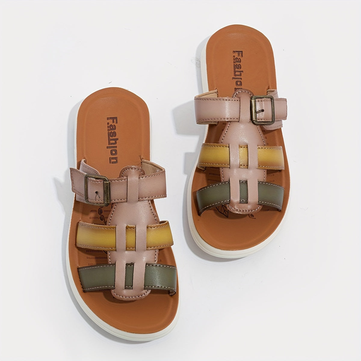 Women's Sports Sandals Open Toe Leaf & Letter Pattern Slides