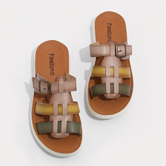 Women's Sports Sandals Open Toe Leaf & Letter Pattern Slides