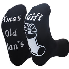 Christmas Socks Mid Calf Cotton Anti Slip Letter Socks With Gripper