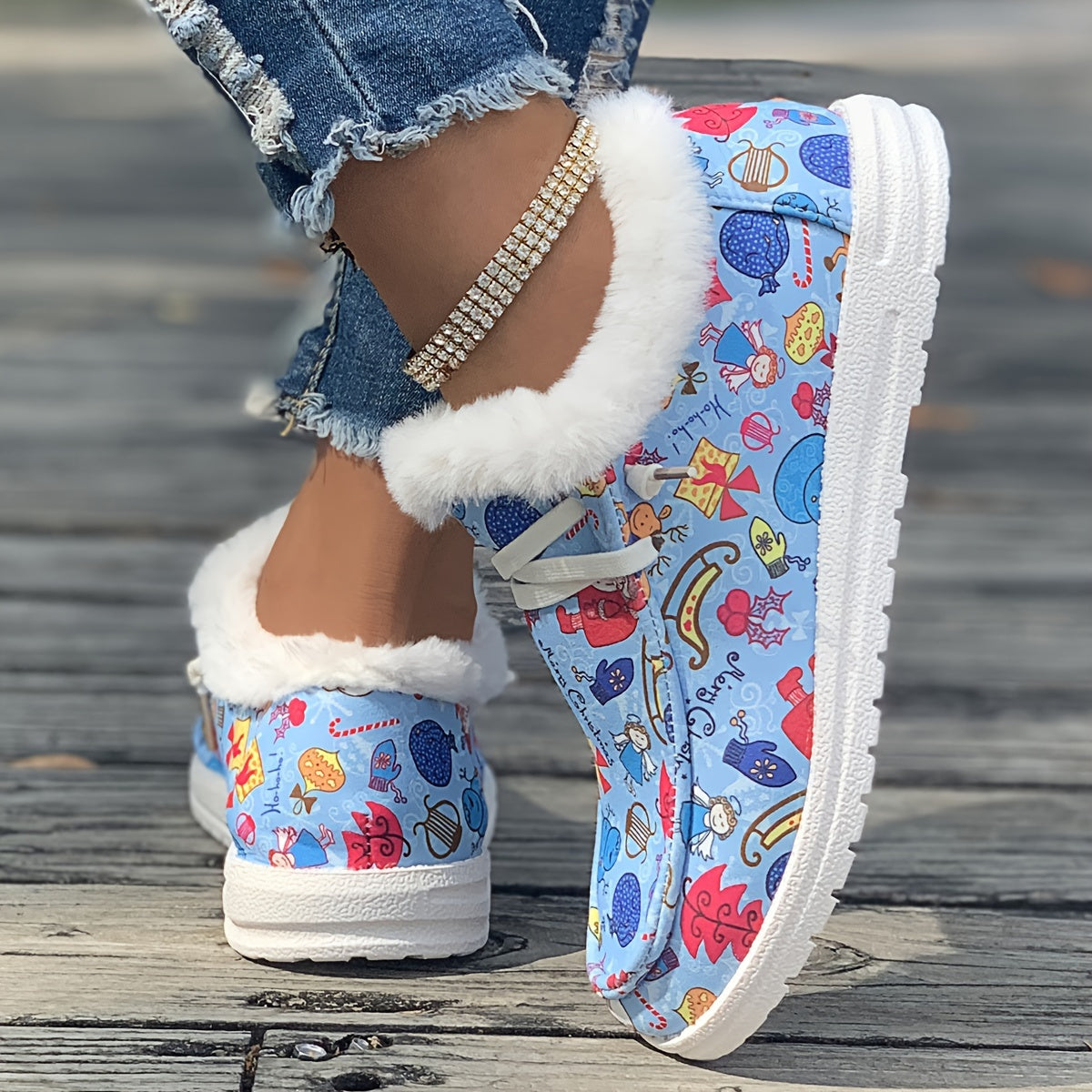Women's Christmas Snow Boots with Santa Claus Designs