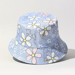 Purple Flower Print Bucket Hat Lightweight Sunscreen Fisherman Cap