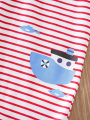 Baby Boys Whale Graphic Striped Romper Jumpsuit Clothes