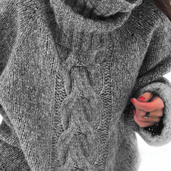 Solid Cable Long Sleeve Turtle Neck Sweater