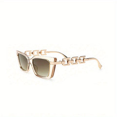 Y2K Cat Eye Sunglasses Gradient Lens Chain Temple Glasses UV400