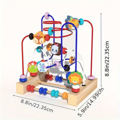 Kids Tri Track Animal Bead Maze Puzzle with Wooden Blocks