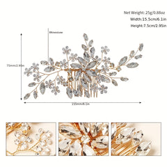 Bridal Flower Hair Comb Faux Pearl Leaf Shape Wedding Hair Accessories