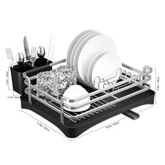Stainless Steel Dish Drying Rack with Cutlery Holder Kitchen Accessory