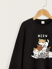 Comic Character Pattern Sweatshirt For Girls Long Sleeve Top Pullovers