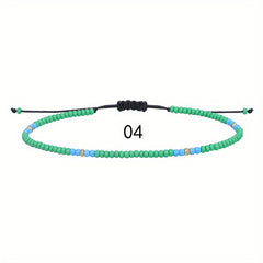 10pcs Colorful Rice Beads Anklet Set Boho Style Bracelet for Women