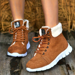 Women's Lace up Snow Boots Faux Fur Lined Anti-slip Ankle Booties