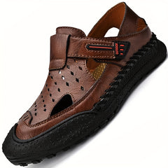 Men's Solid Stitch Closed Toe Sandals Rubber Sole Non-slip Shoes