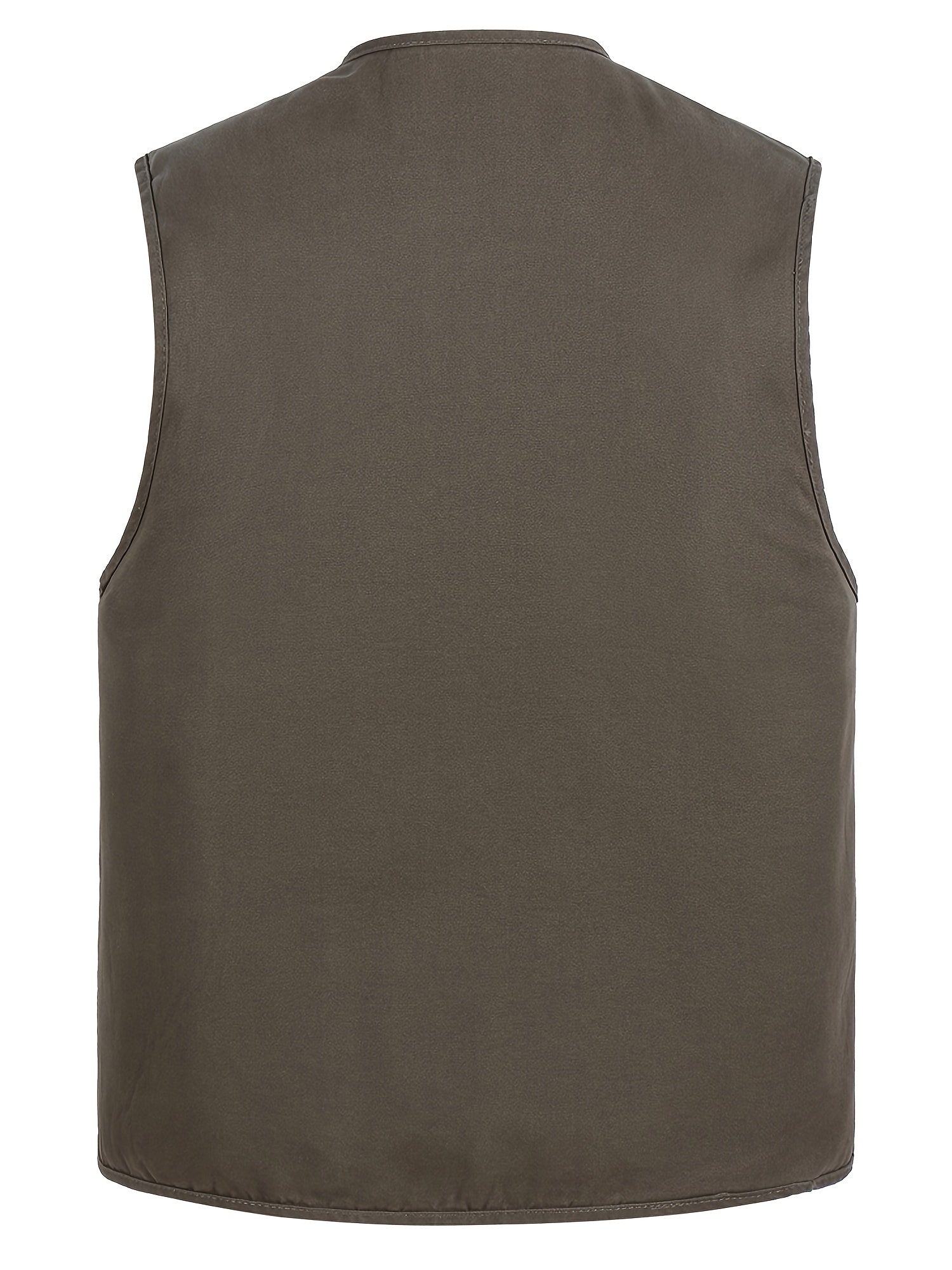 Zipper Pockets Cotton Cargo Vest Men's Casual Outwear Zip Up Vest