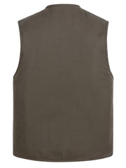 Zipper Pockets Cotton Cargo Vest Men's Casual Outwear Zip Up Vest