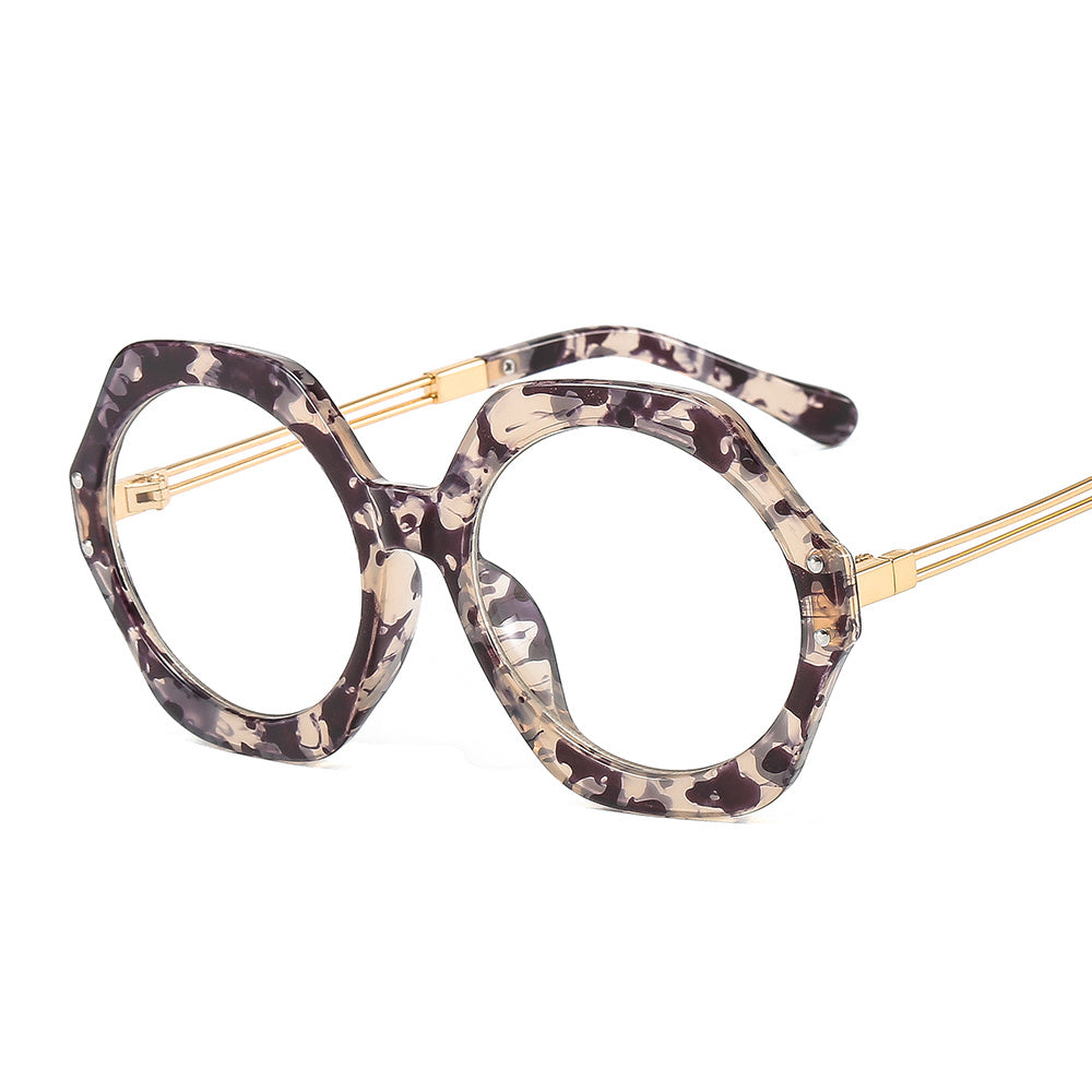 Hexagonal Colorful Glasses Frame Leopard Gradient Eyeglass Frame