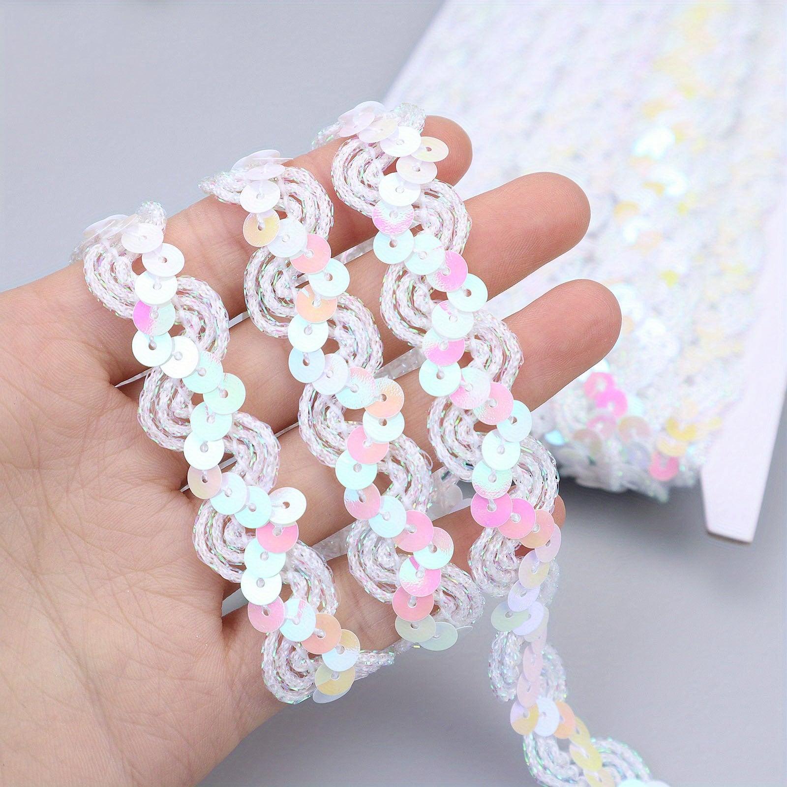 2 Yards Sequined Glittering Trim Ribbon Rope Braid For Craft DIY