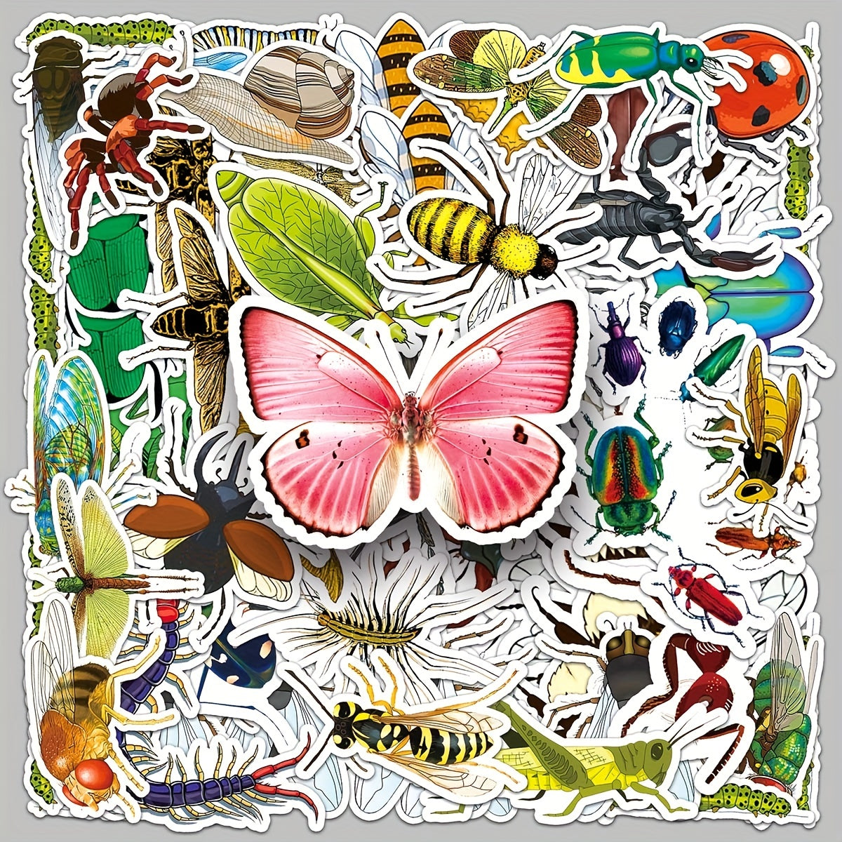 60pcs Insect Animal Waterproof Graffiti Stickers for DIY Phone Luggage