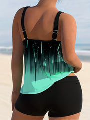 Colorblock Ombre Print Tankini Set