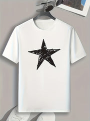 Star Pattern Print Men's Sports T-shirt Graphic Tee for Fitness