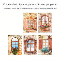 Creative Garden Door Window Scenery Decoration Paper Set