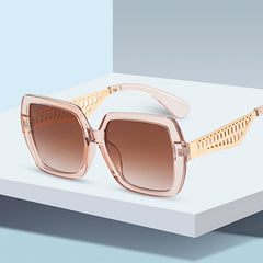 Women's Metal Hollow Temple Sunglasses with Zipper Box