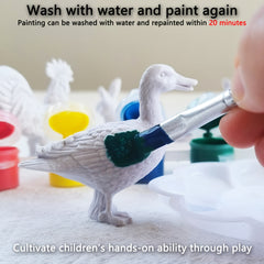Kids' Painting Set - 9pcs/6 Animals/6 Colors/1 Brush/1 Palette