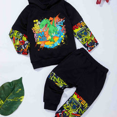 Boys Dinosaur Print Hoodie & Pants Set