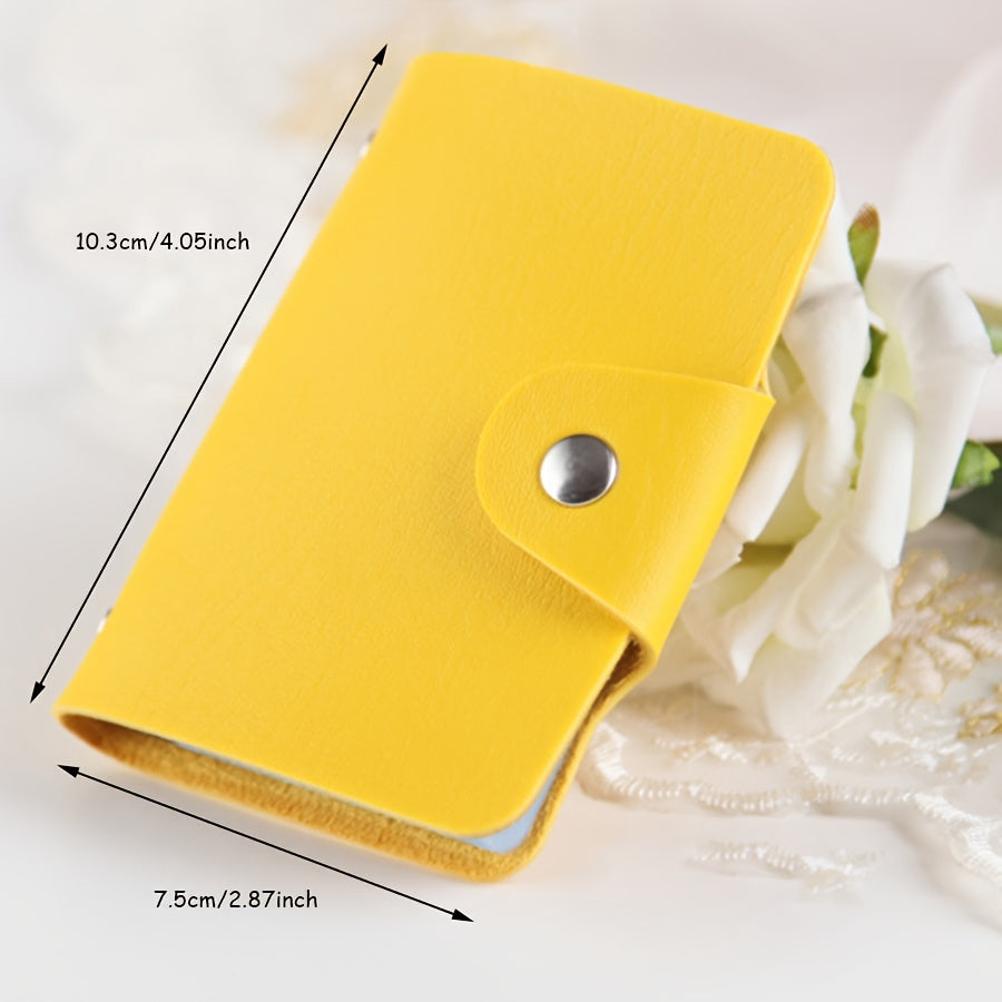 24 Card Slots Double-sided Card Case Solid Leather Wallet PVC Lady Card Holder