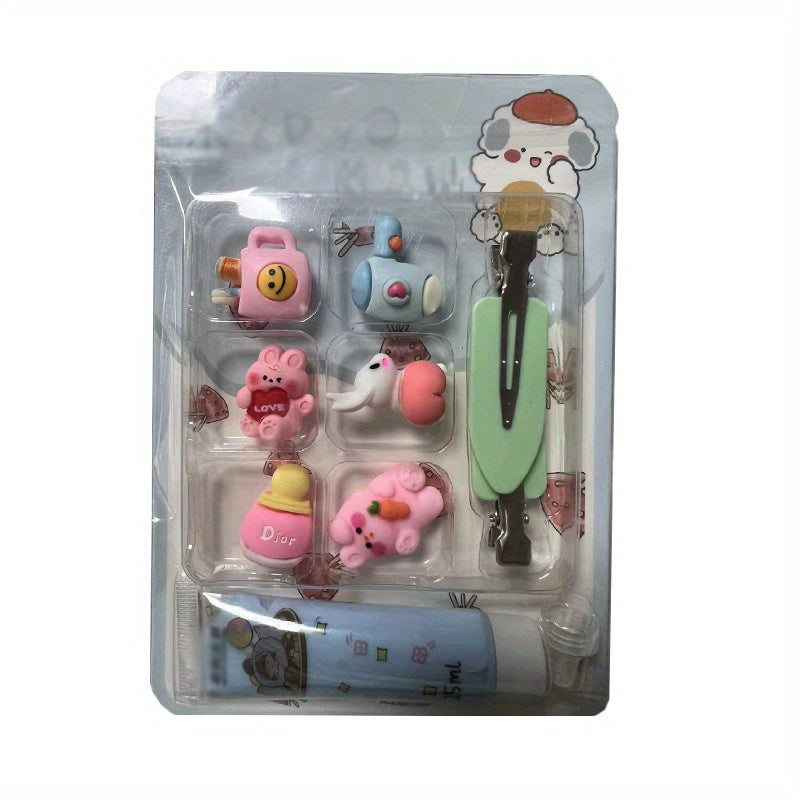 Children's DIY Hair Clip Set with Glue - 4 Piece Set