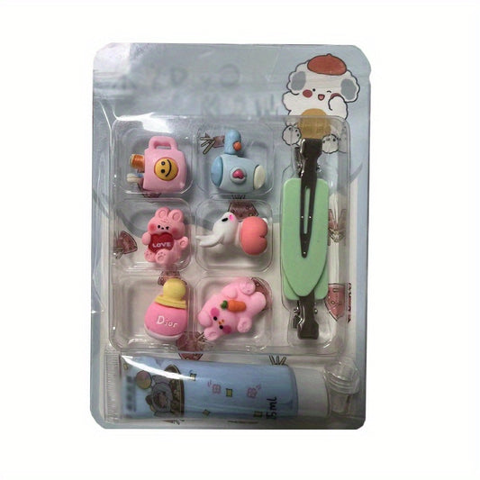 Children's DIY Hair Clip Set with Glue - 4 Piece Set
