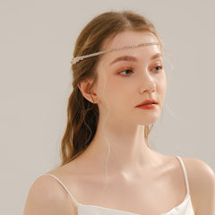 Boho Leaf Tassel Rhinestone Head Chain Crystal Headband Golden Jewelry Hair Acce