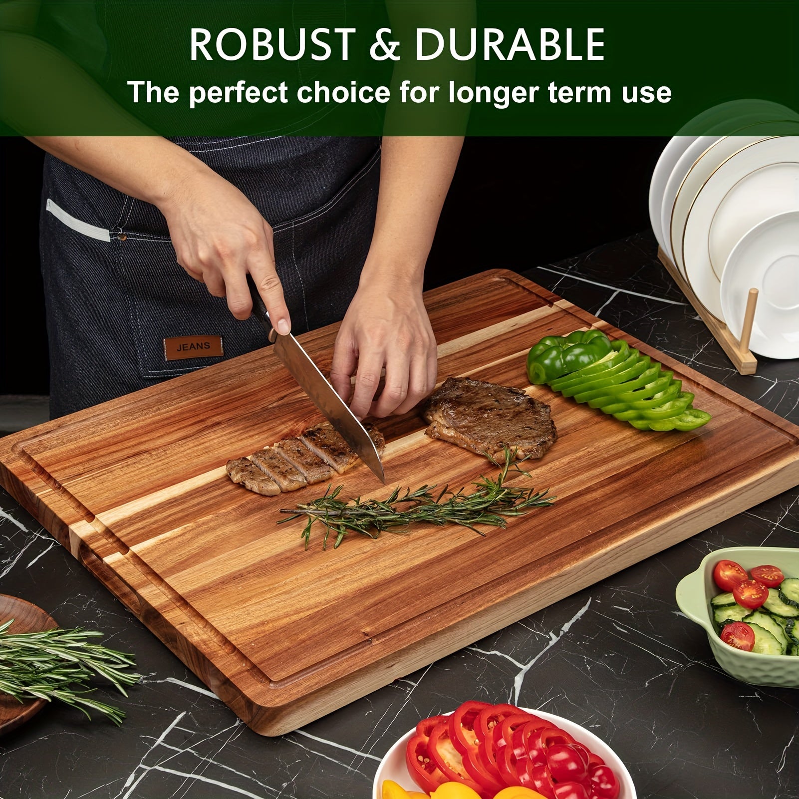 Versatile Wooden Cutting Board for Outdoor Cooking and BBQ