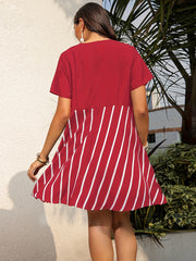 V Neck Tee Dress Women's Plus Casual Short Dress