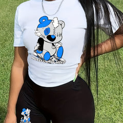 Bear Print Pantsuits Two piece Set
