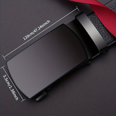 Men's Leather Belt with Automatic Buckle for Business and Wedding Season