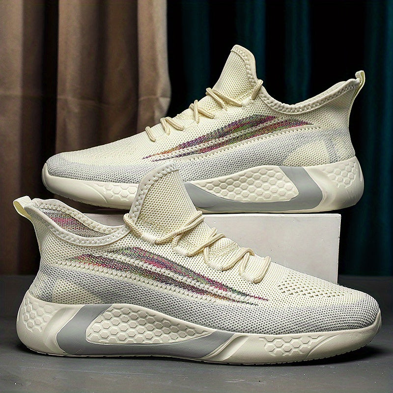 Men's Lace Up Knit Sneakers Breathable Walking Shoes